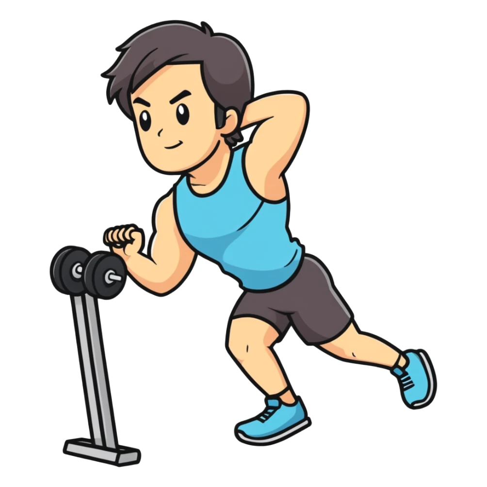 Man with shoulder length hair working out  sticker