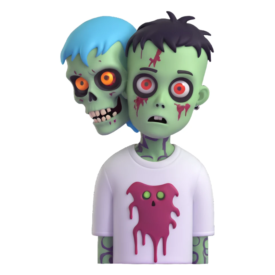 zombie boy with emo hair and white shirt sticker