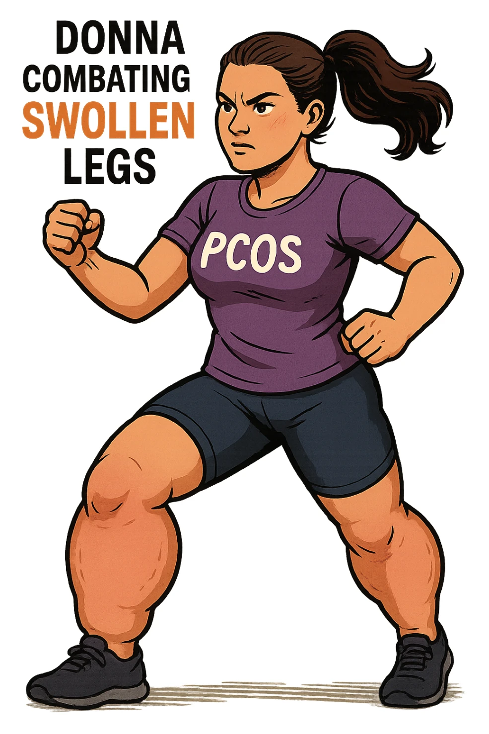 dONNA CON PCOS CHE COMBATTE LE SUE GAMBE GONFIE FORMATO VERTICALE SENZA SFONDO sticker