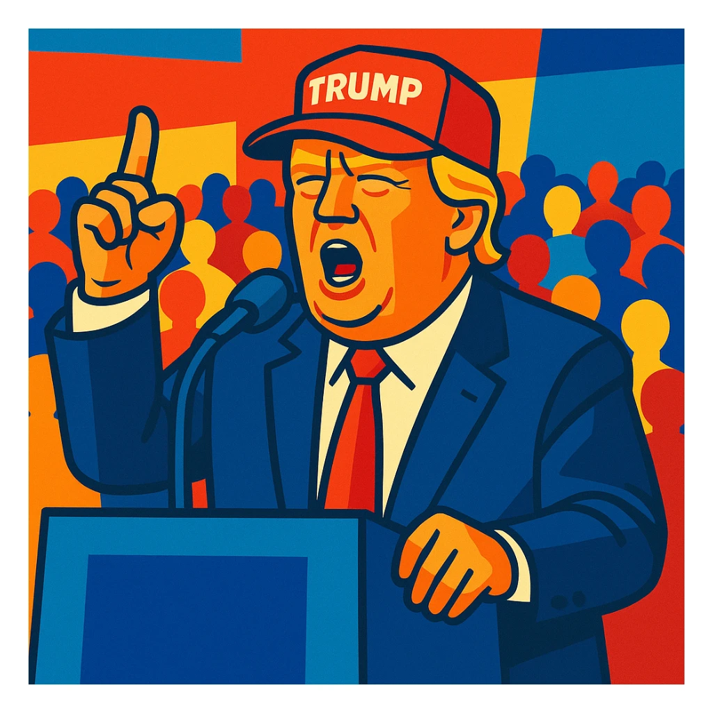 Donald Trump speaking at a rally sticker