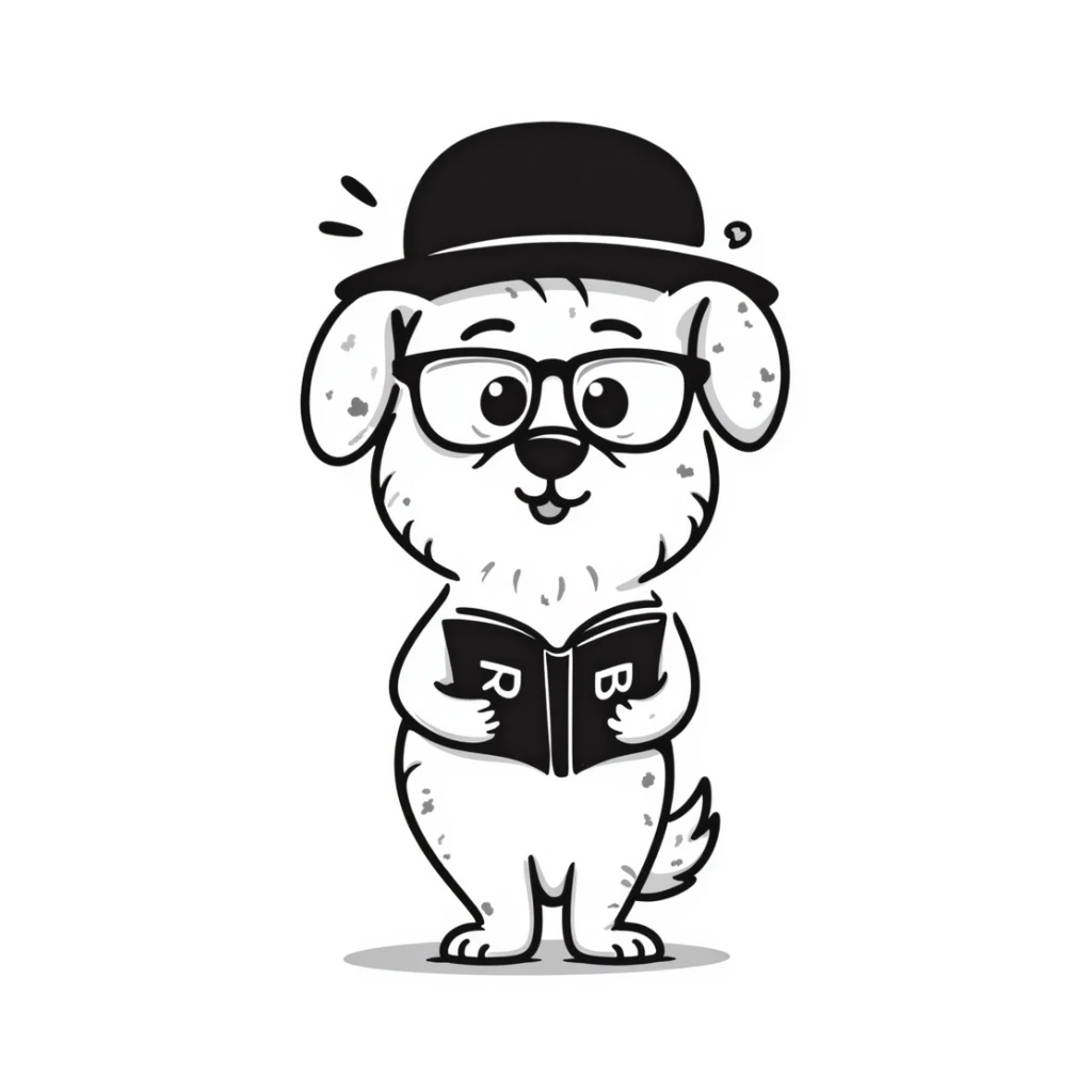dog in a professor's hat and glasses sticker