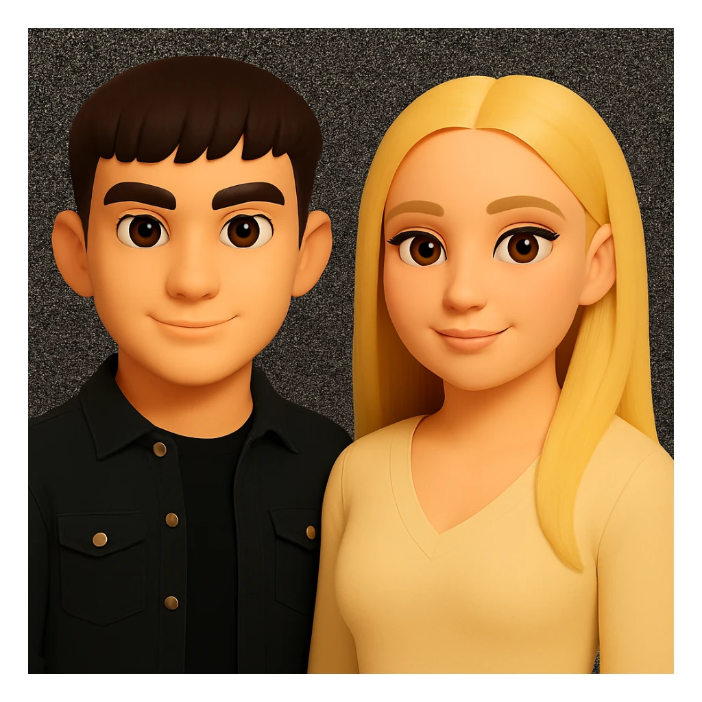 Keep the image unchanged except slightly spread the people apart from each other. Preserve the original style and background as is. sticker