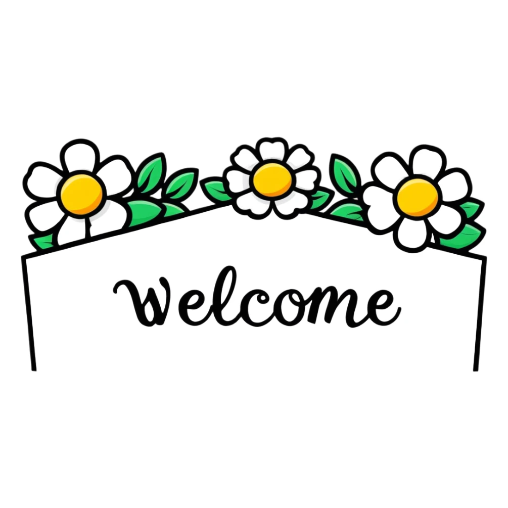 welcome banner with flowers sticker