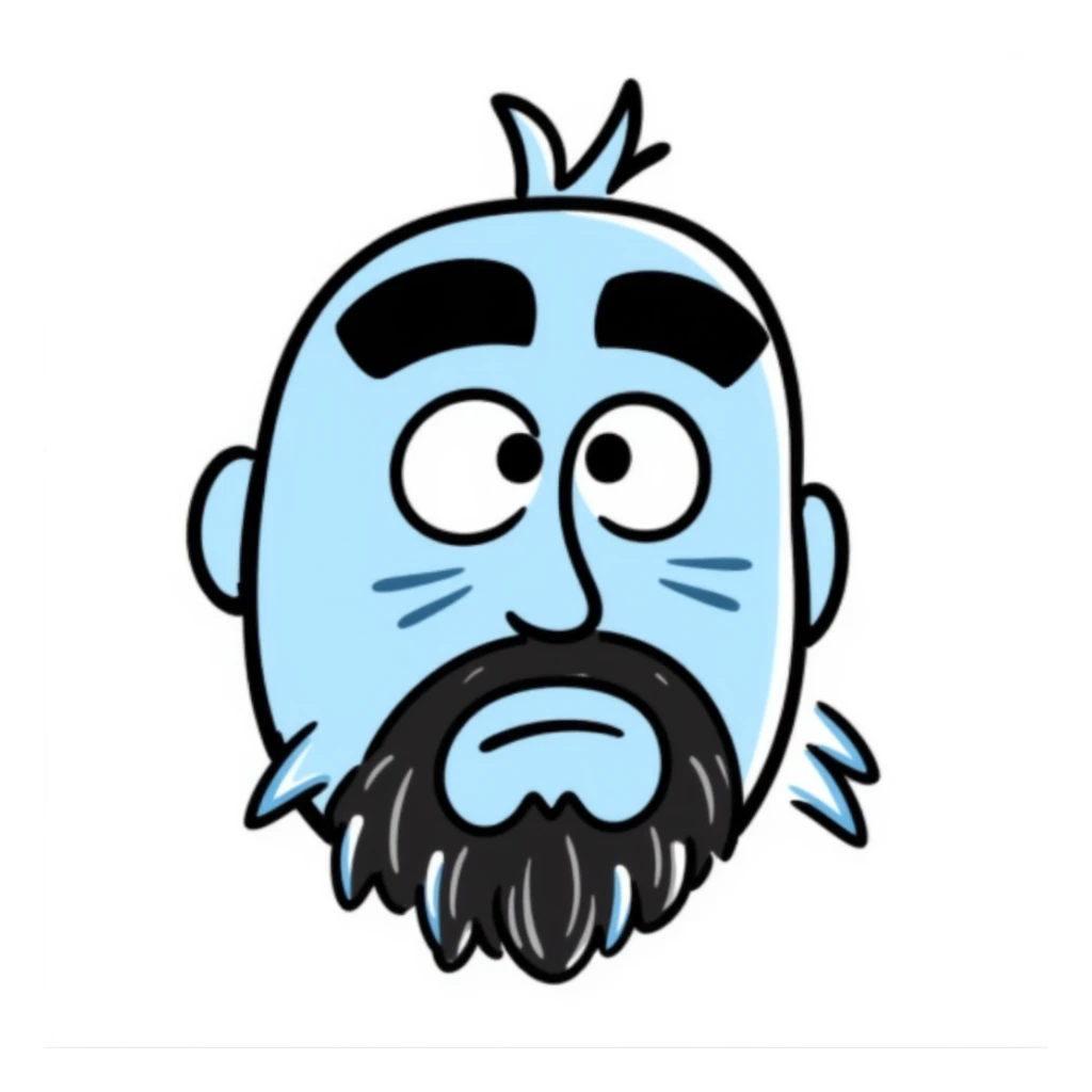 Hand-drawn blue face with exaggerated shivering, icicles, and visible cold breath sticker