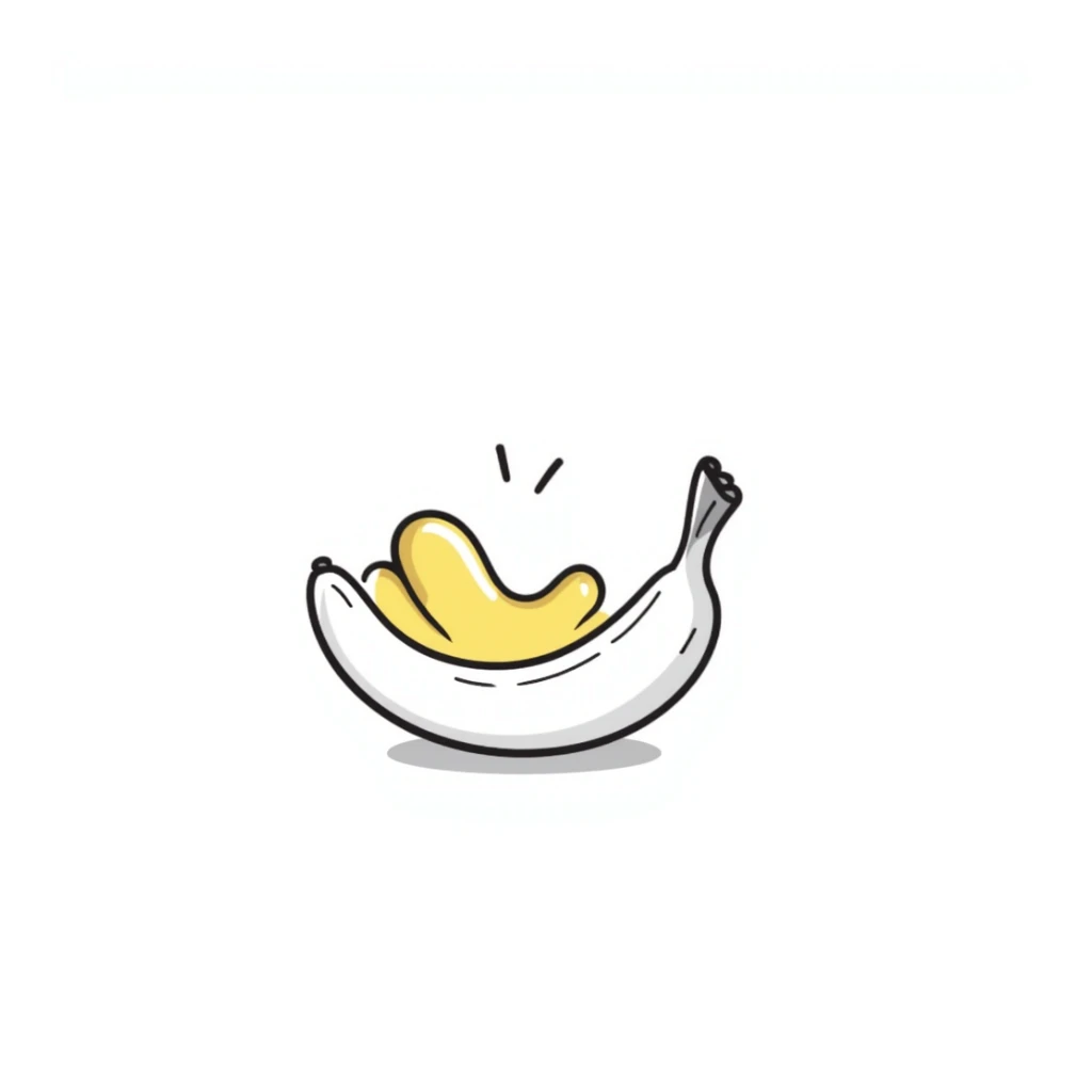 hand-drawn peeled banana showing yellow flesh sticker