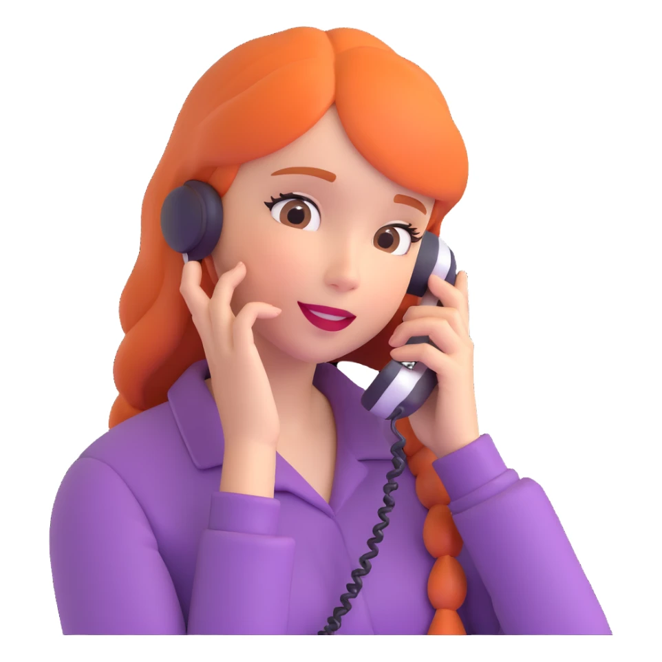 girl talking on phone bedroom background, close up pose sticker