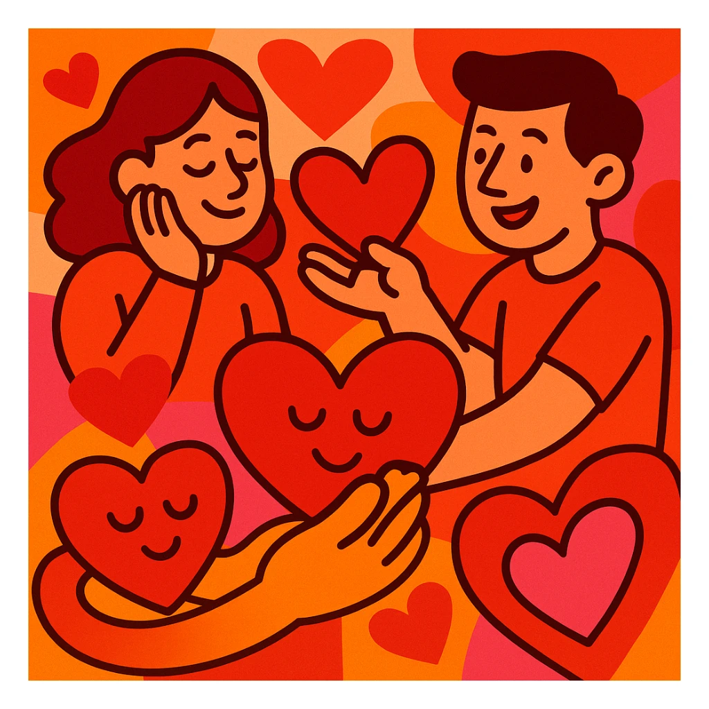 the concept of love, interpreted in a creative and visually engaging way, vibrant toon style, colorful, expressive, warm colors sticker