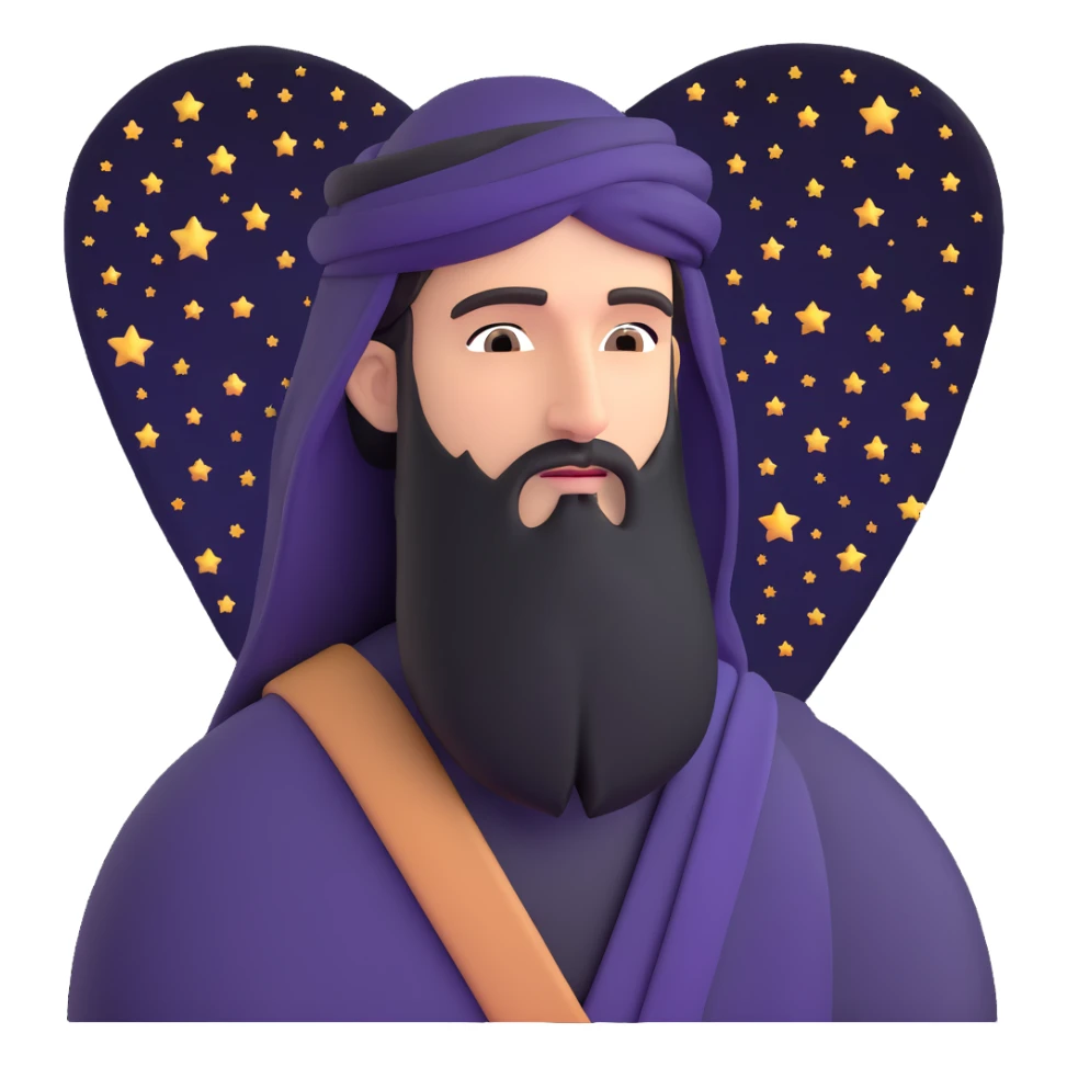 Middle Eastern wise man with beard, gazing at night sky full of stars sticker