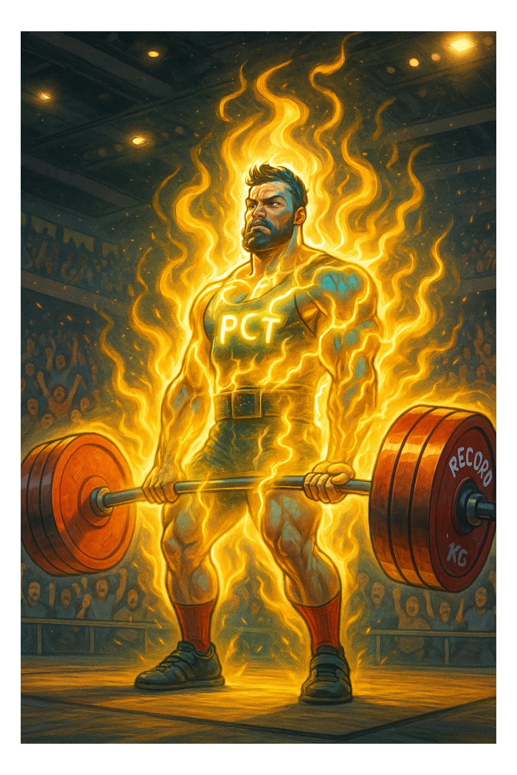 Powerlifter in gara che fa record grazie alla sua "PCT" sticker