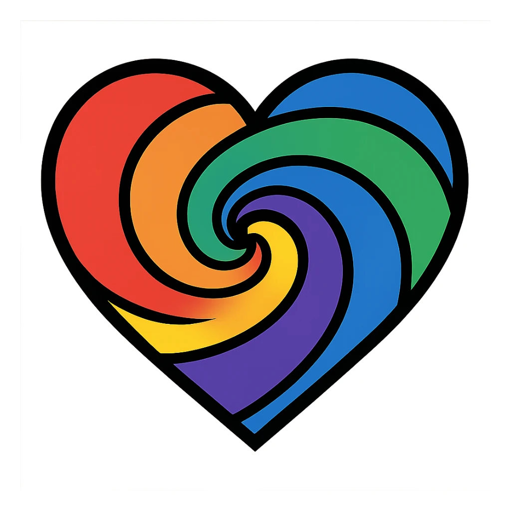 heart with a rainbow swirl, clean digital illustration sticker