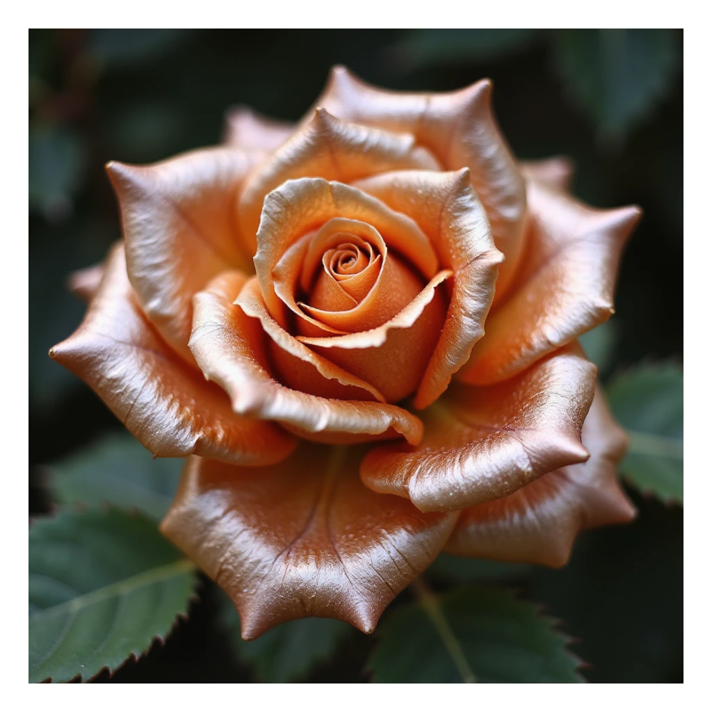 rose gold rose, realistic, reflective rose gold petals sticker