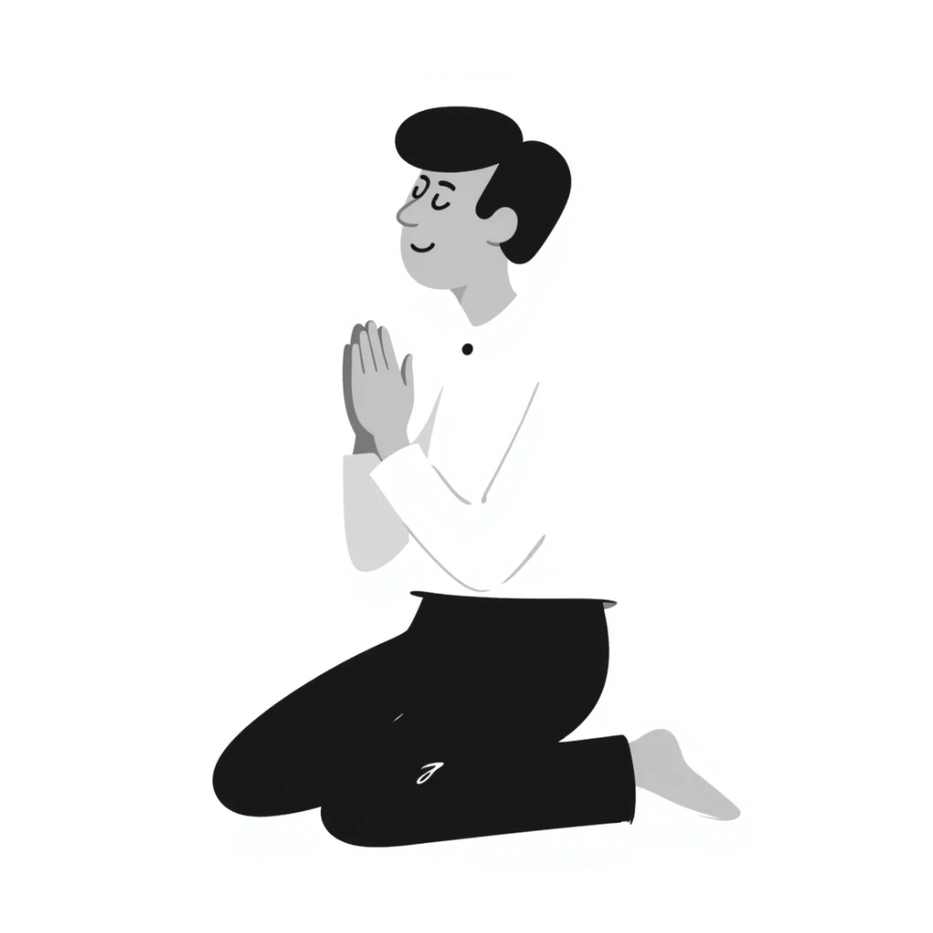 hand-drawn doodle of a man praying sticker