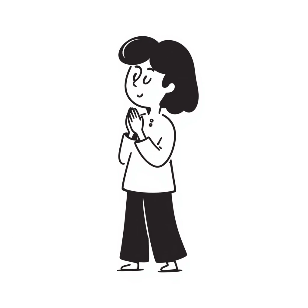 simple line hand-drawn doodle of a person praying sticker