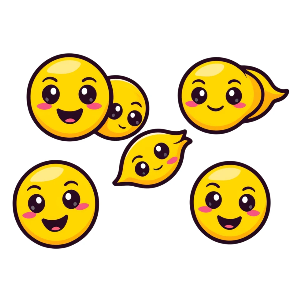 Adorable derpy emoji with googly eyes looking in different directions and a silly grin sticker