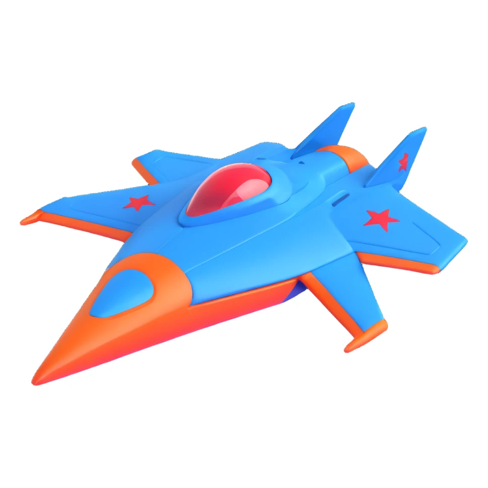 Blue starship with red star insignia, celestial navigator sticker