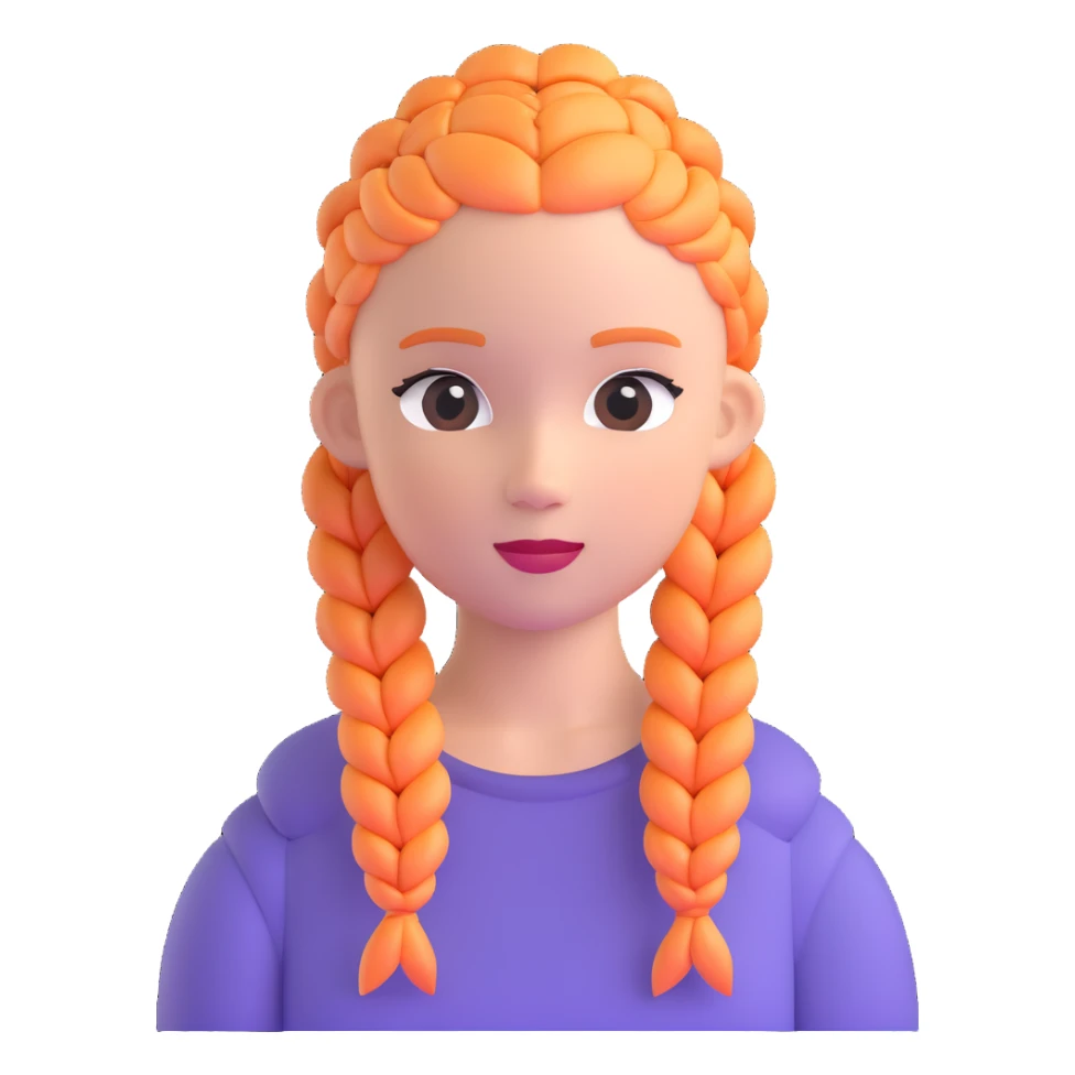 Character with perfect French braids hairstyle sticker