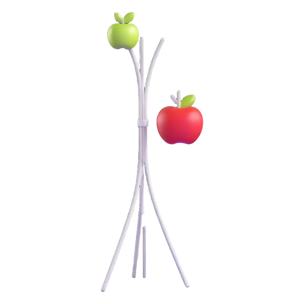 sleek white standing coat rack with apple-inspired minimalist design sticker