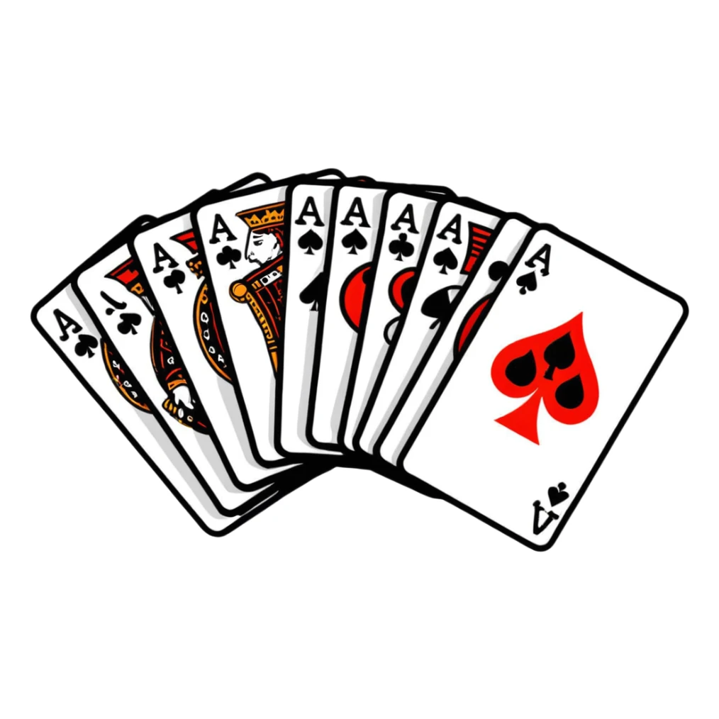 Canasta card game with red and black cards spread out sticker