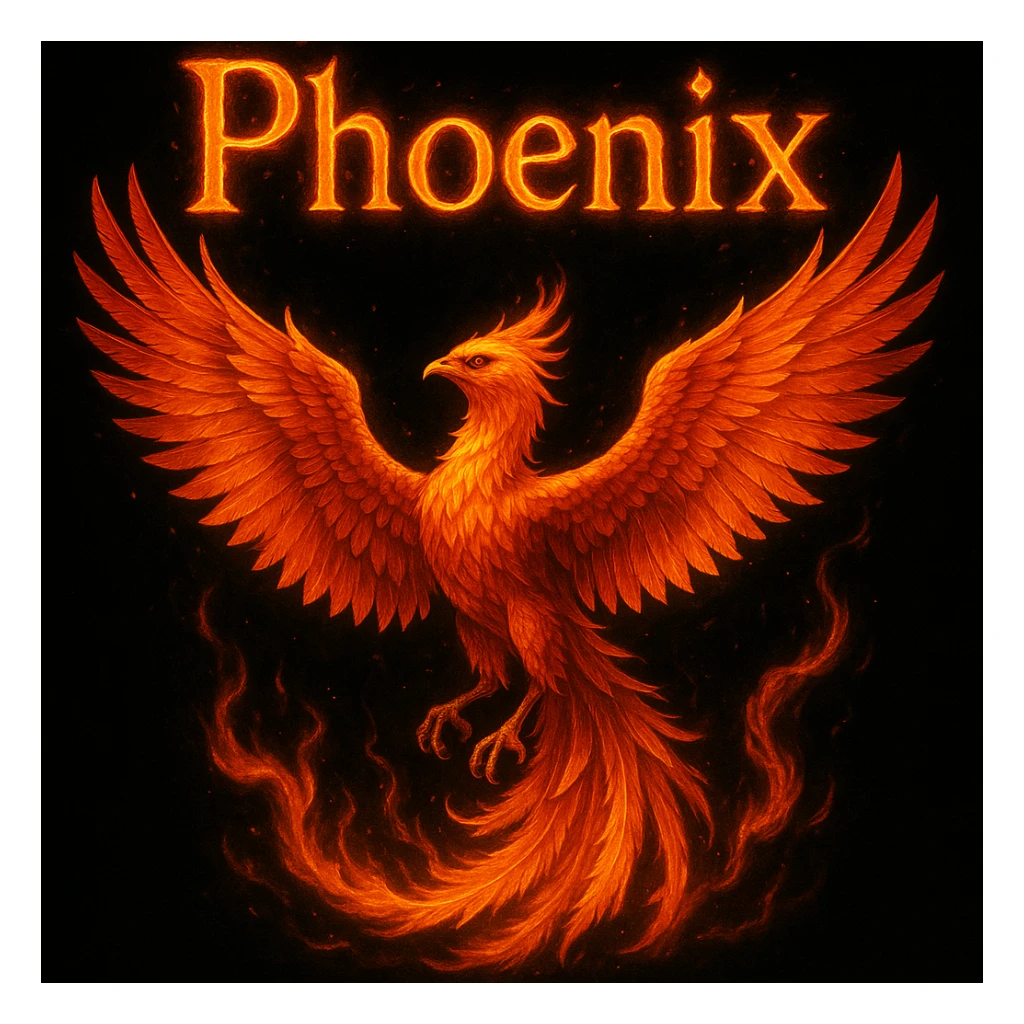 make image of phoenix with title, black background sticker