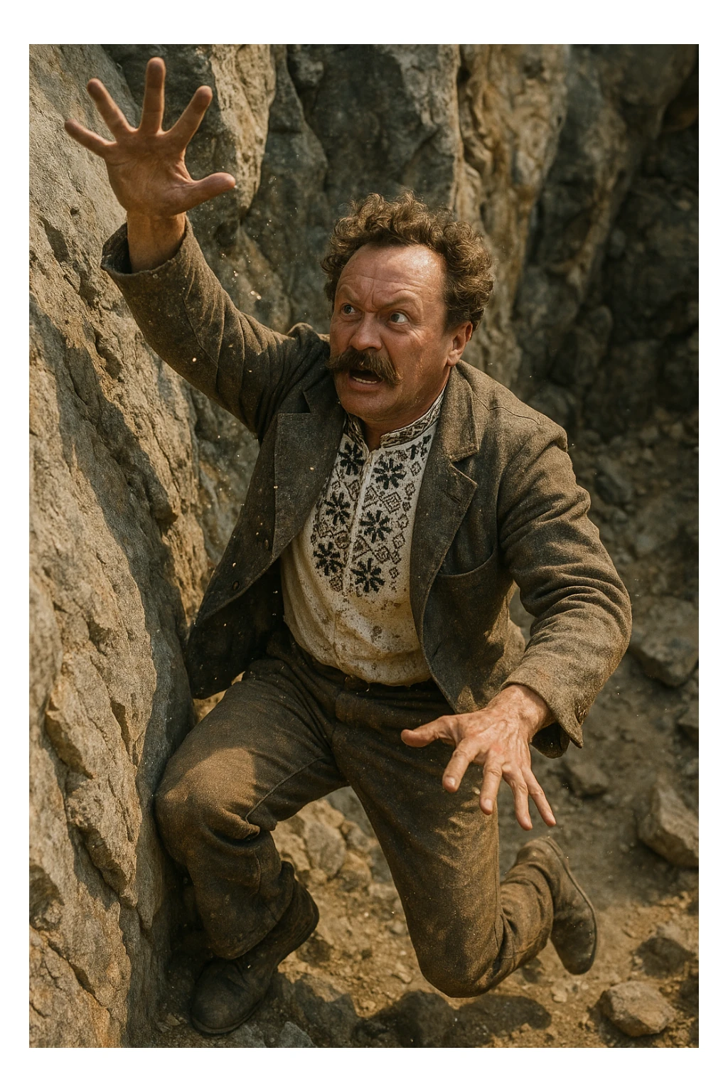 a man flakes off the rock face sticker