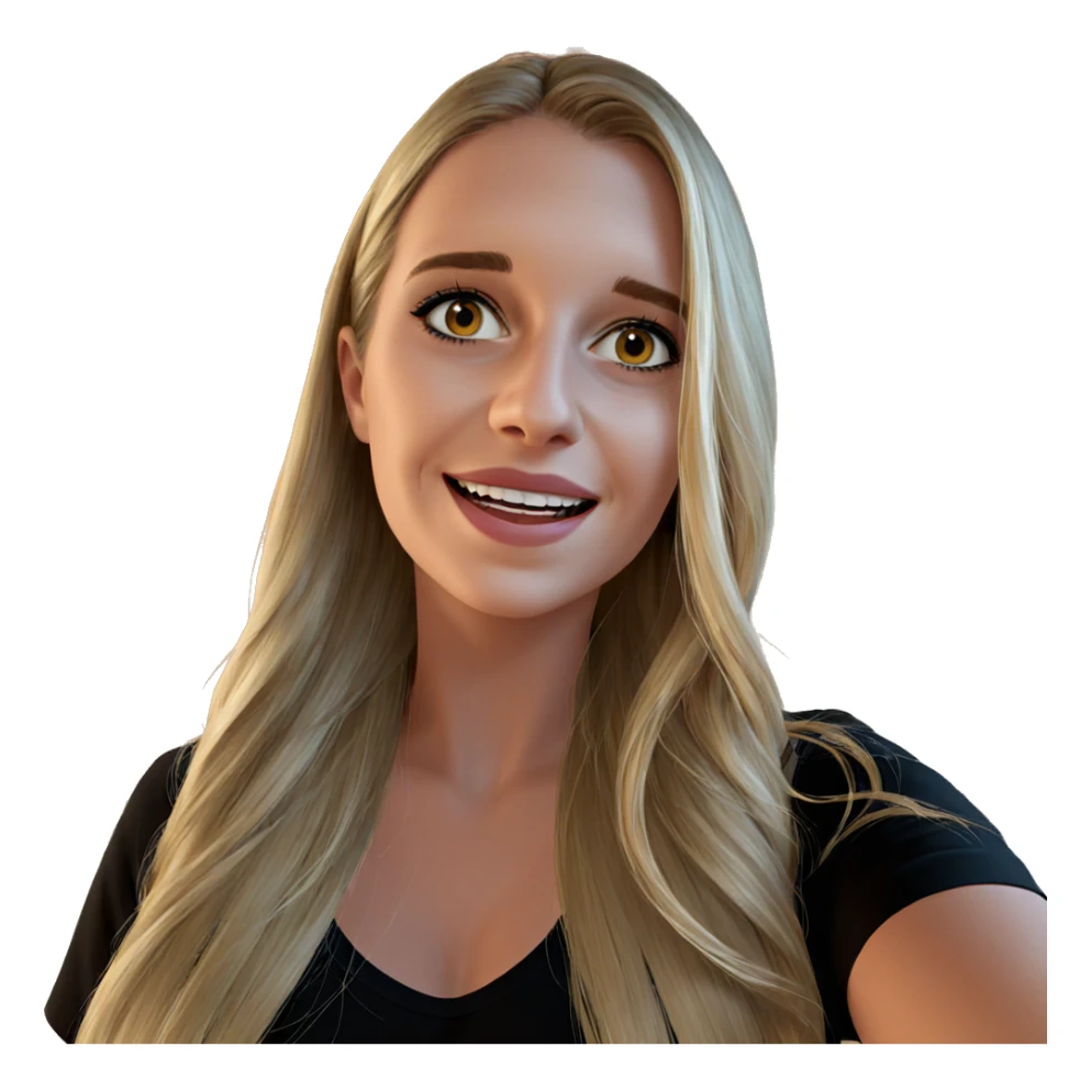 blonde girl smiling selfie sticker