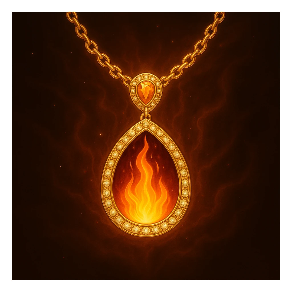 Replace the dark void with a small, powerful flame inside the pendant sticker