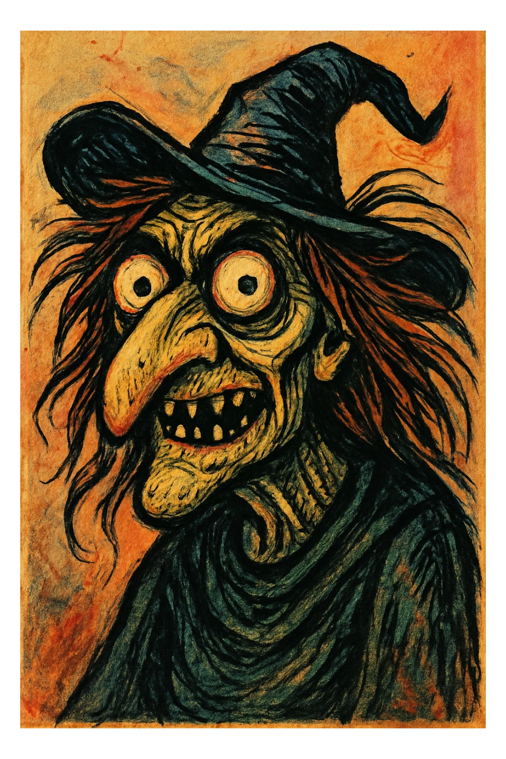 ugly witch with a big nose and big eyes, distinct style 5 sticker