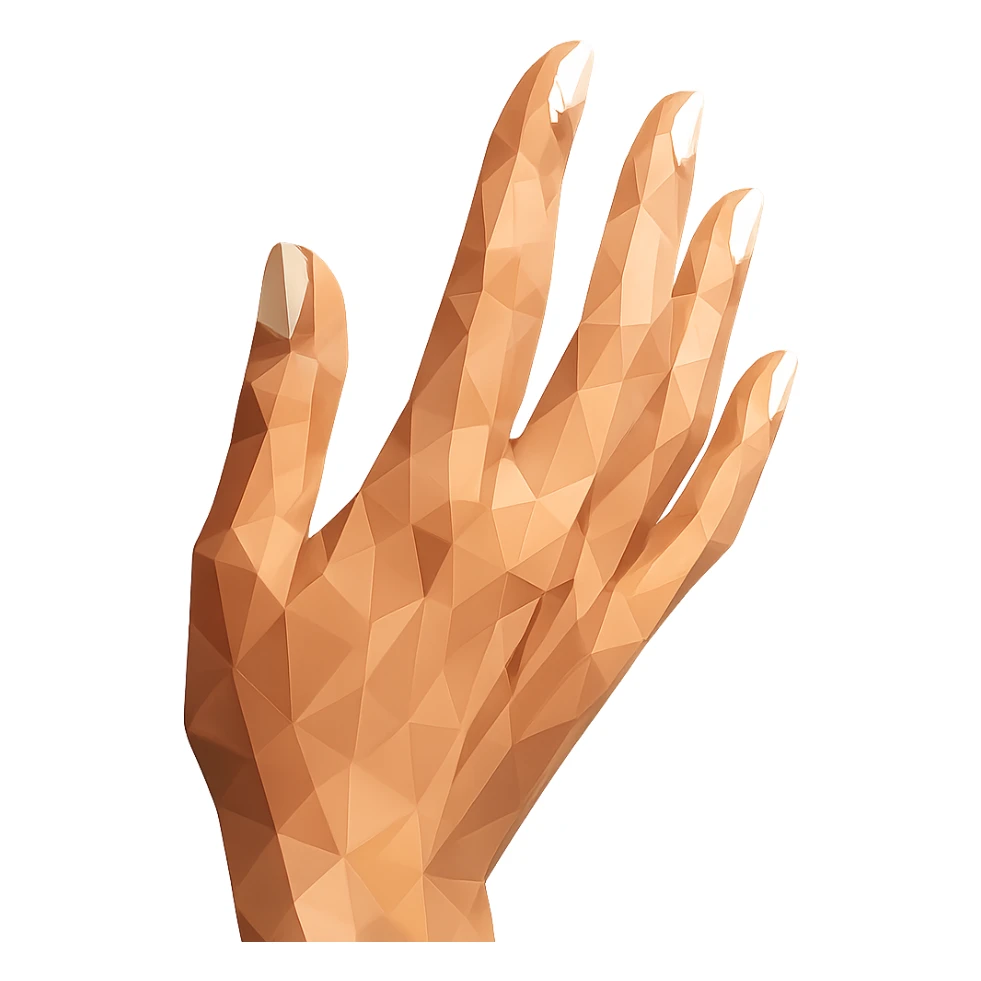 beautiful realistic female hand with five fingers and white manicure sticker