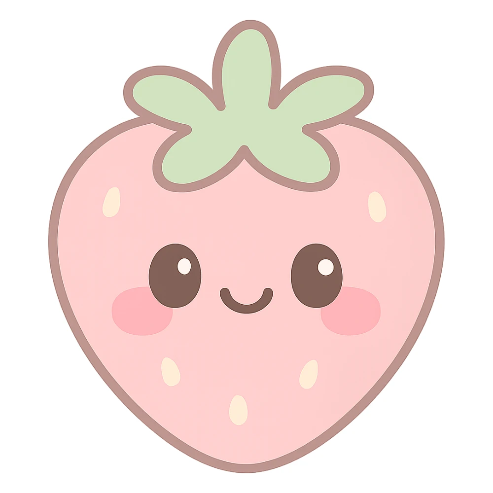 kawaii style blushing strawberry, pastel colors sticker