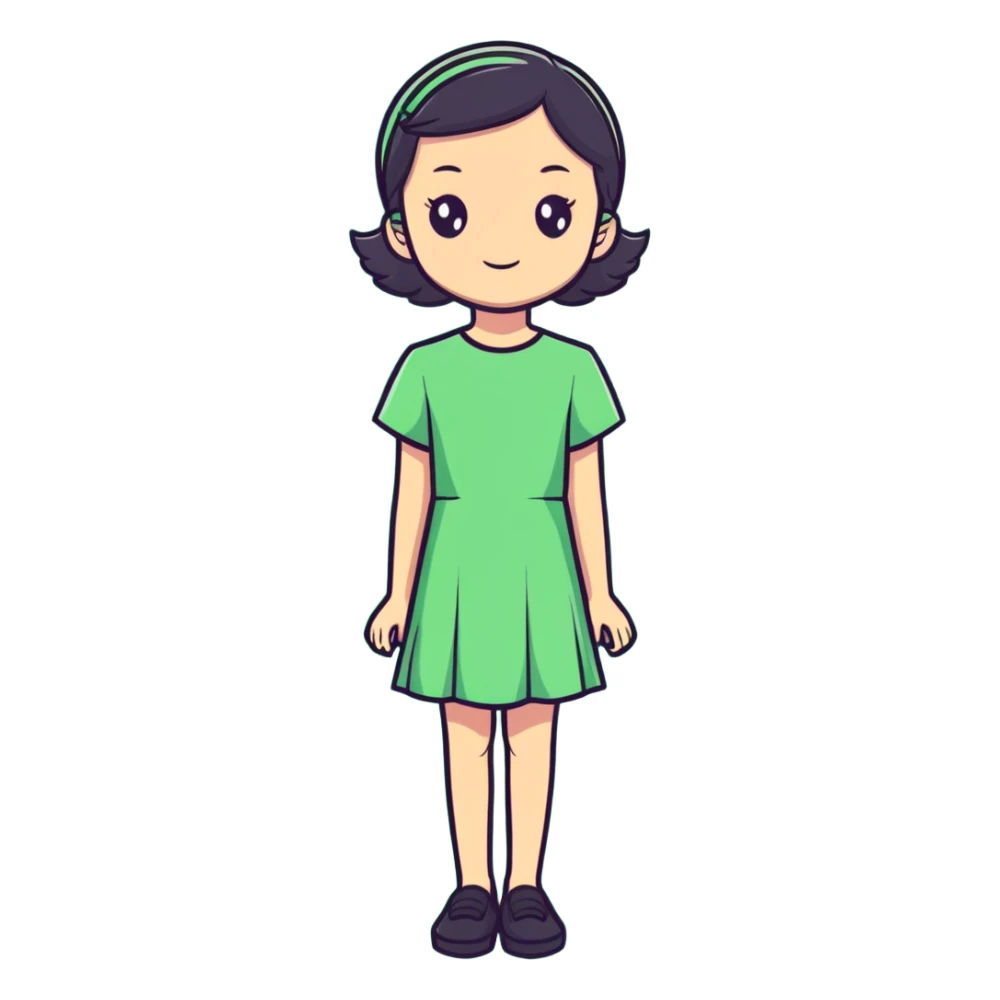 girl in green dress sticker