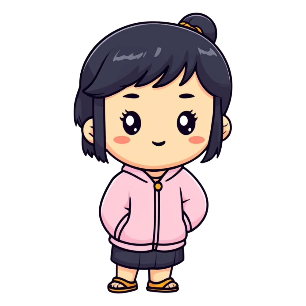 A blackhair Asian girl sticker