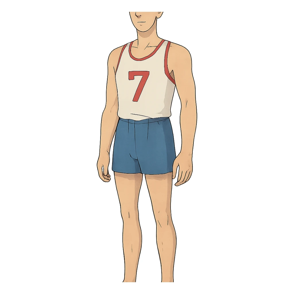 ghibli style tall athlete standing in vest and shorts sticker