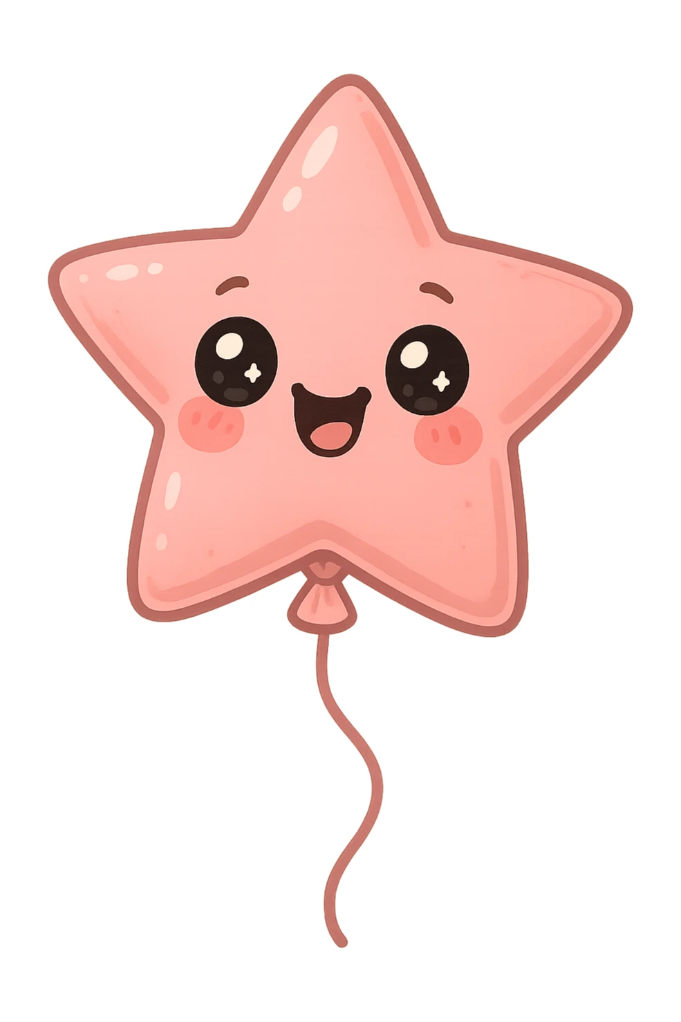a cute pink star balloon, original design, big eyes, blushing cheeks, joyful sticker