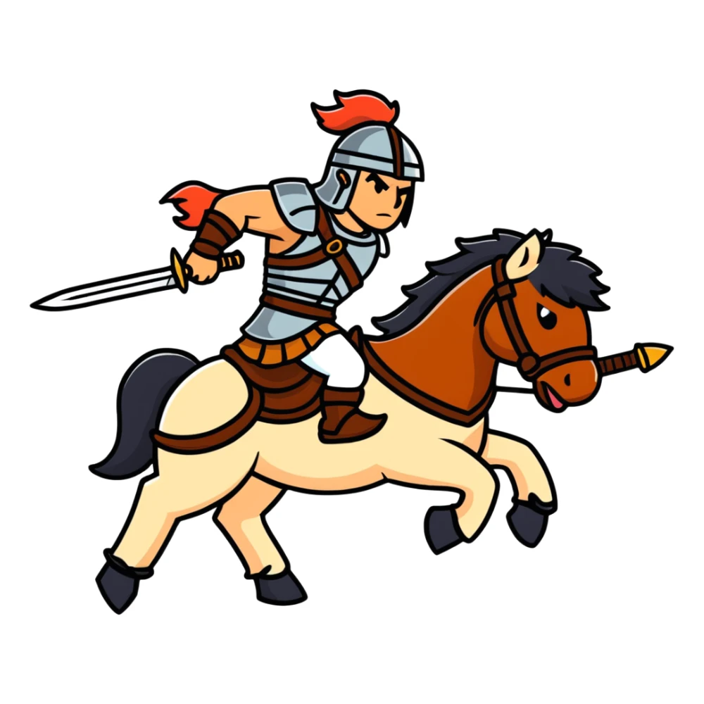 retro arcade barbarian warrior riding battle horse sticker