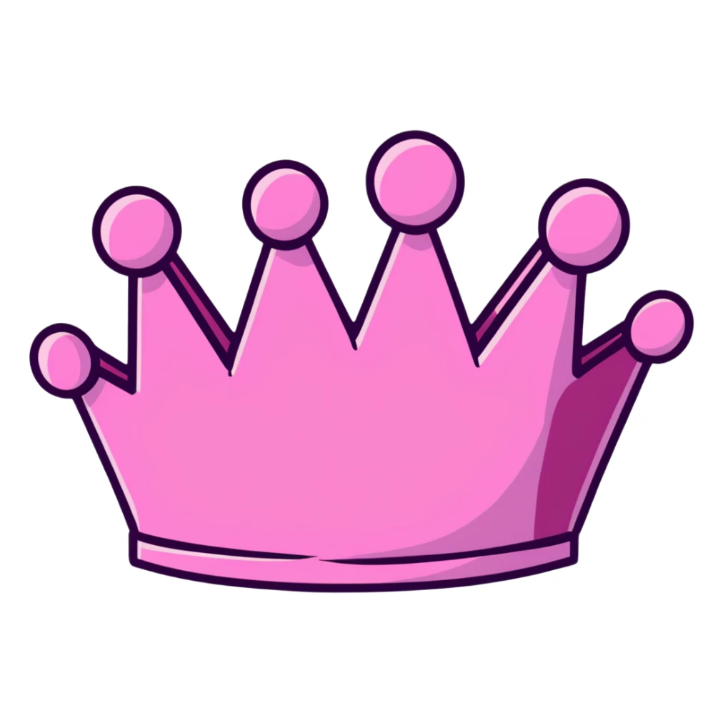 Flat icon of a pink crown with five rounded points, outlined in dark pink. sticker