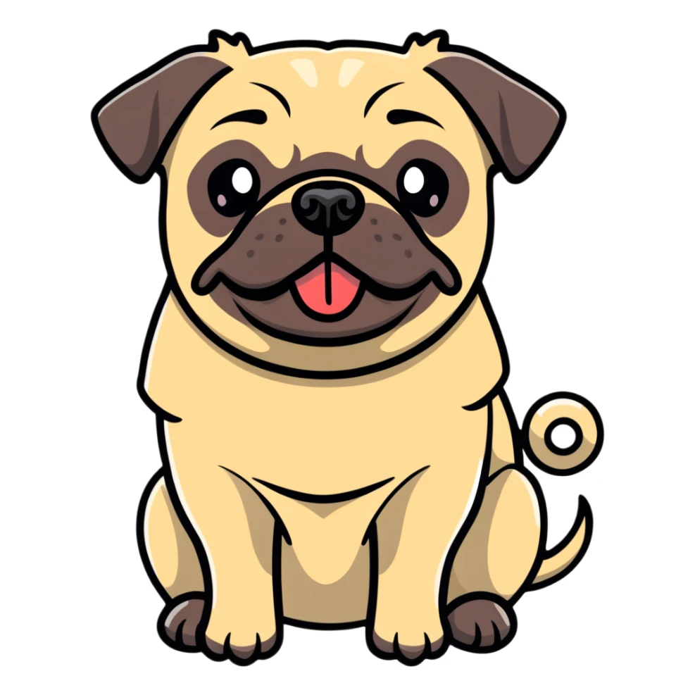 pug sticking tongue out sticker