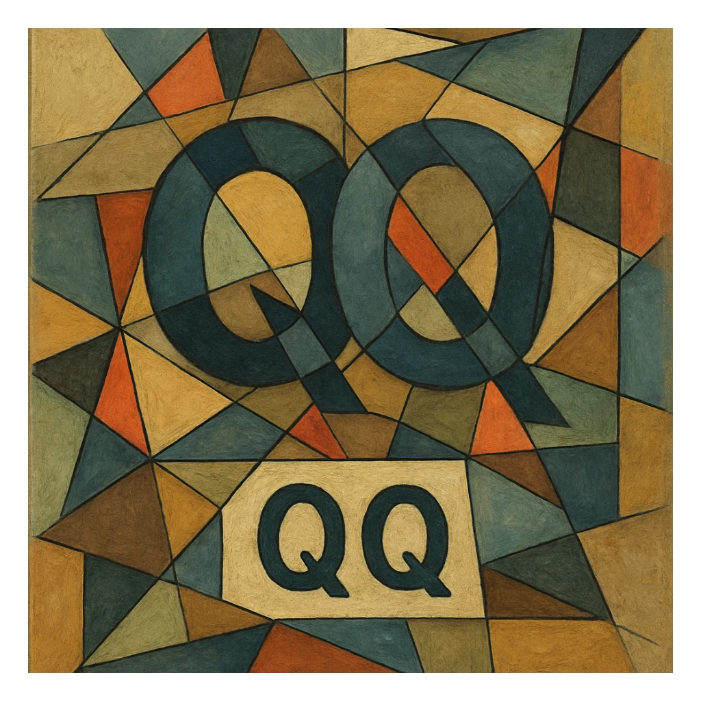icon with the title 'QQ' in cubist abstraction style sticker