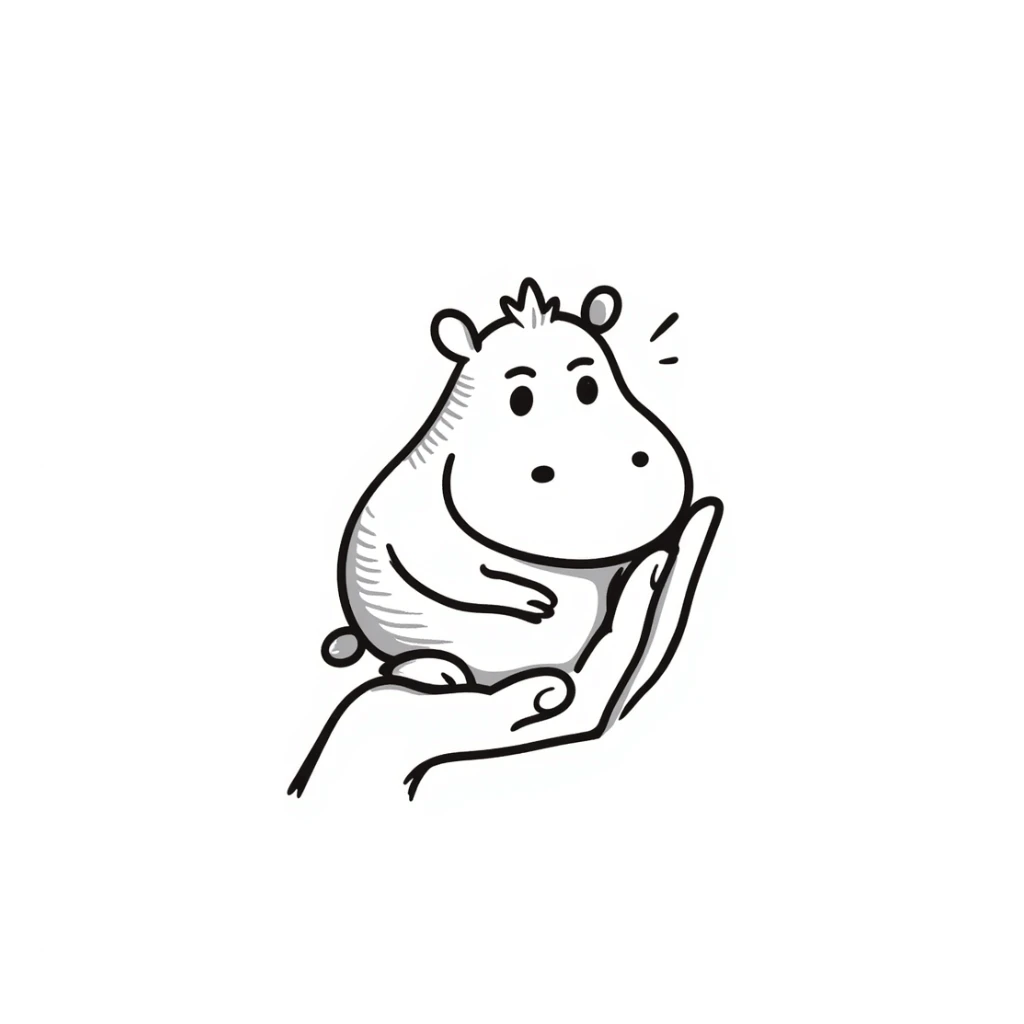 A little hippo in the hand sticker