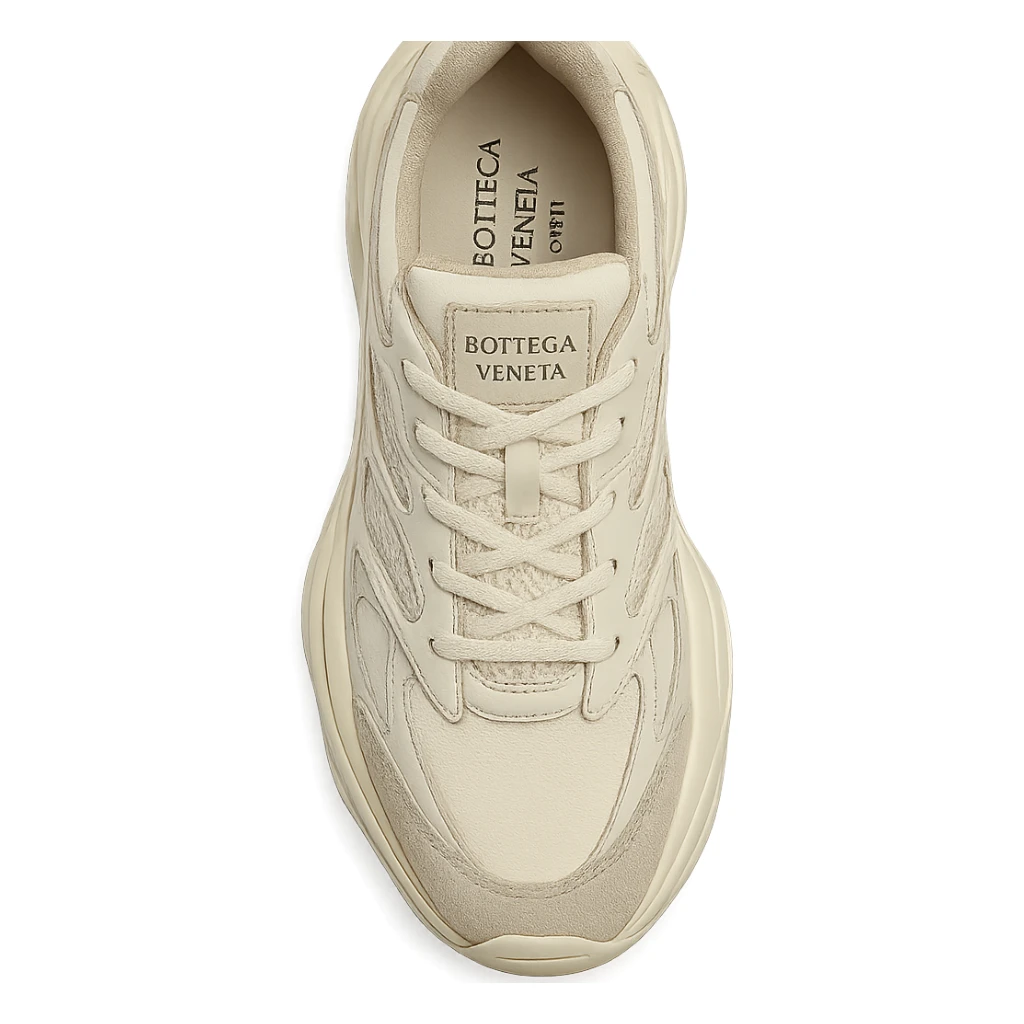 Bottega Veneta Orbit sneaker, top view, luxury materials, unique design, fashion-forward, designer sneaker sticker