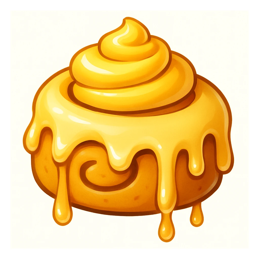 Reimagine this emoji in a new creative way, keeping the same yellow and cream colors. Keep the overall vibe playful and appealing. sticker