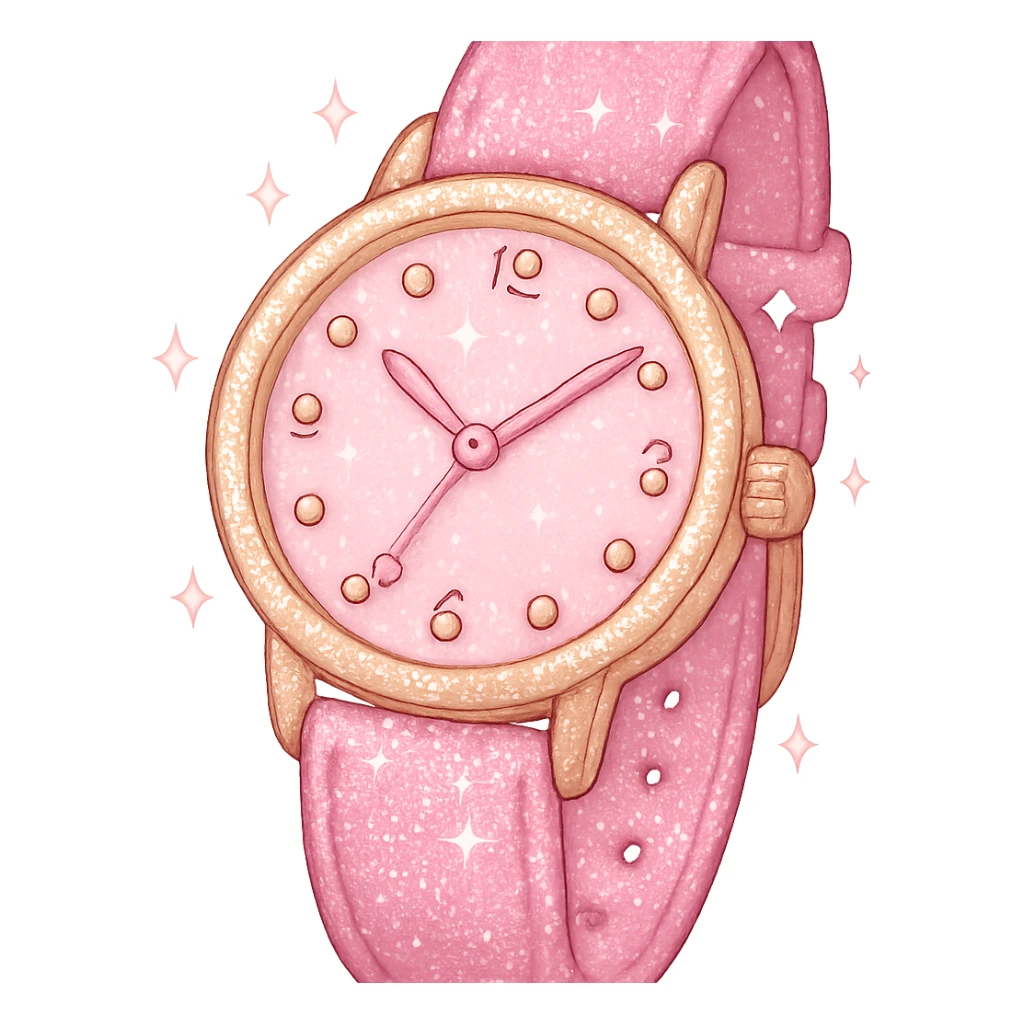girly sparkling watch, cute, shiny, no background sticker
