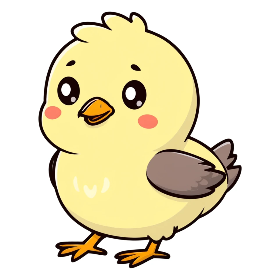 a cute black baby chick with big eyes sticker