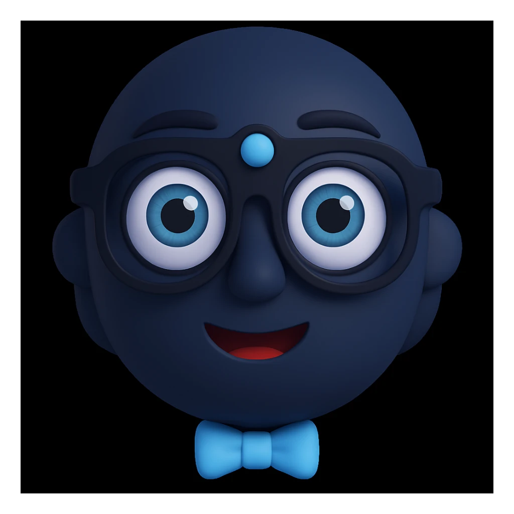 An eye doctor emoji in 3d-emoji style with a navy color sticker