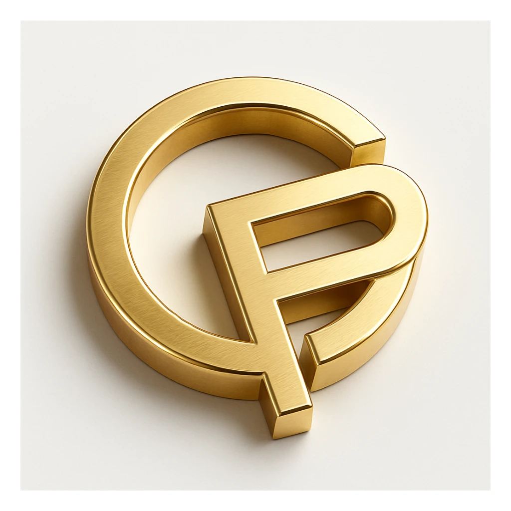 gold emblem with GP, modern and minimal, in gold objects style sticker