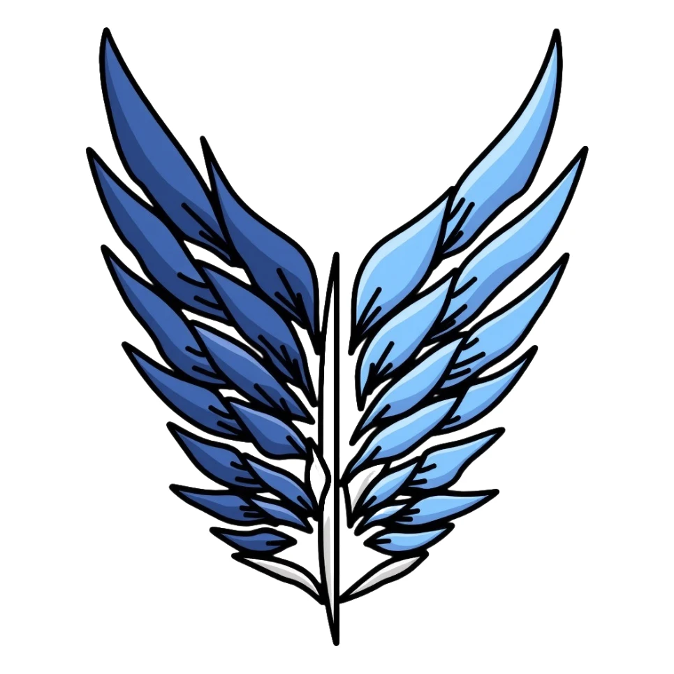 Survey Corps logo from Attack on Titan, Wings of Freedom emblem, overlapping blue and white wings sticker