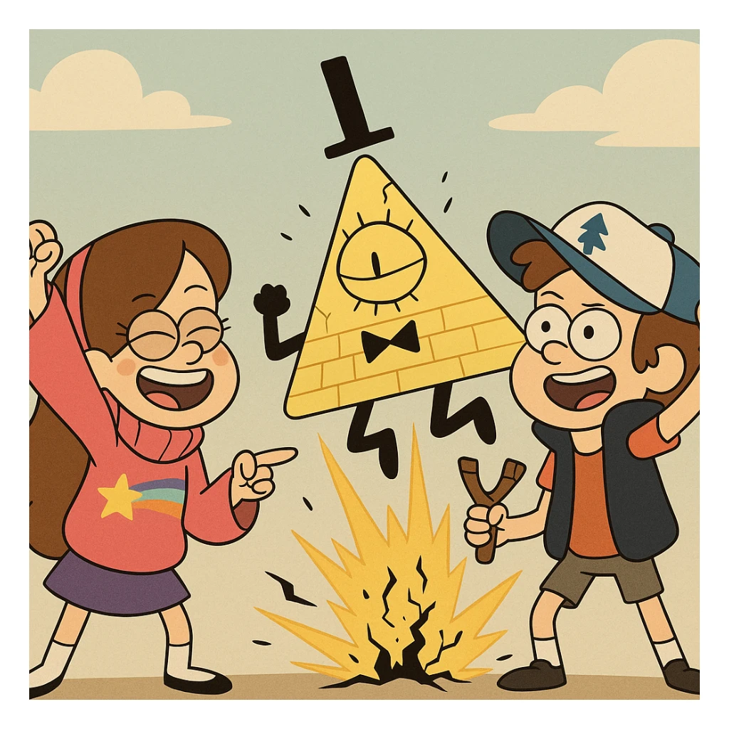 Mable and Dipper defeat Bill Cipher sticker
