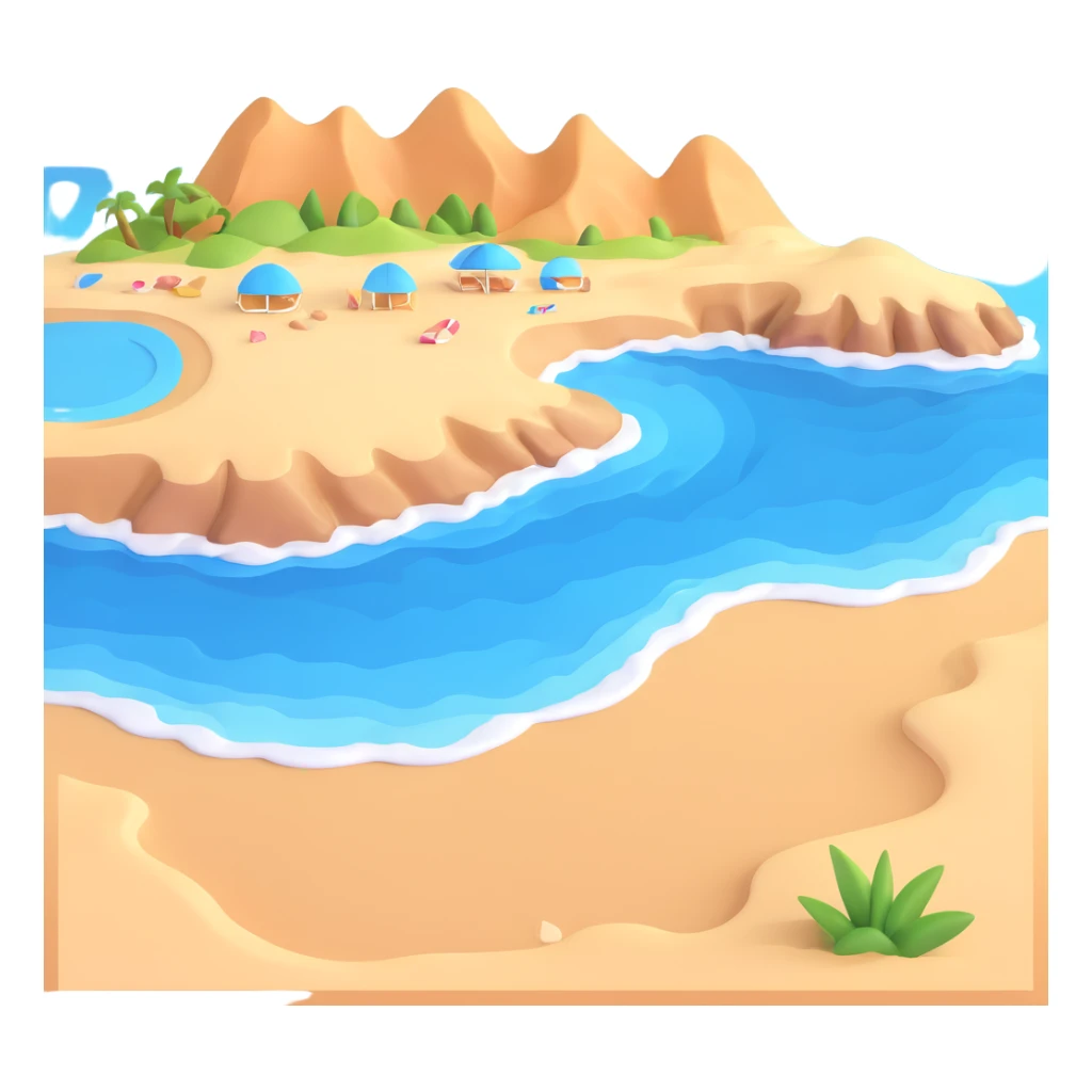 coast with blue water and a sandy shore sticker