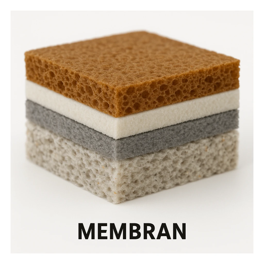 realistischer aufbau einer membranschicht. querschnit mit weißem hintergrund sticker