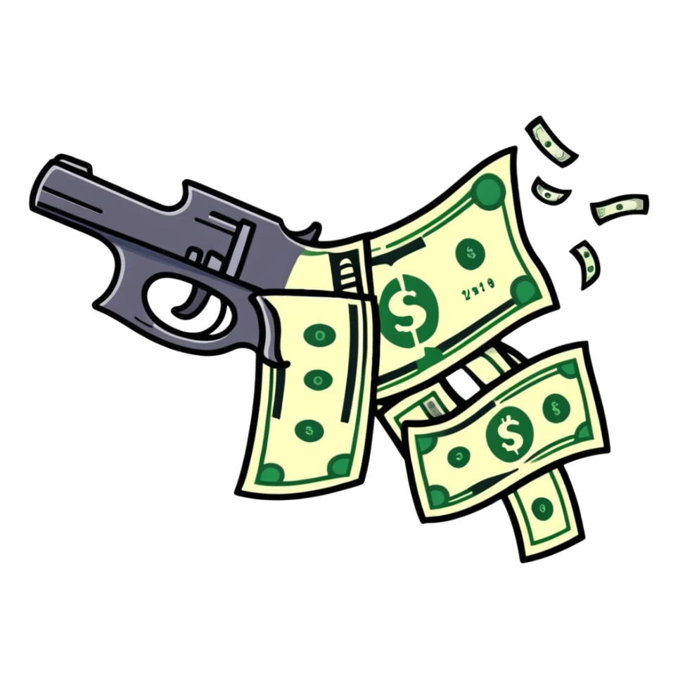 money gun spraying cash sticker