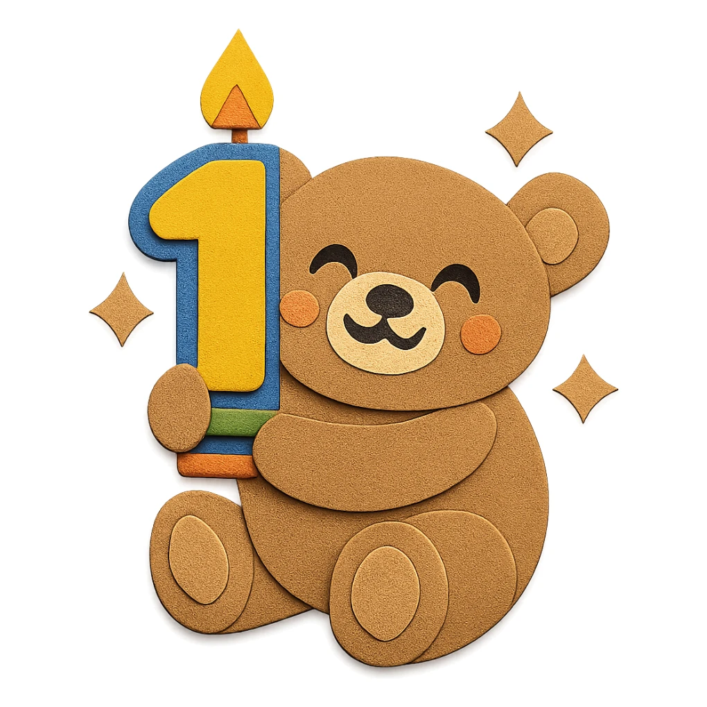 Amend the bear's tummy to look more visually appealing and well-shaped, keeping the paper-craft style and all other elements exactly the same sticker